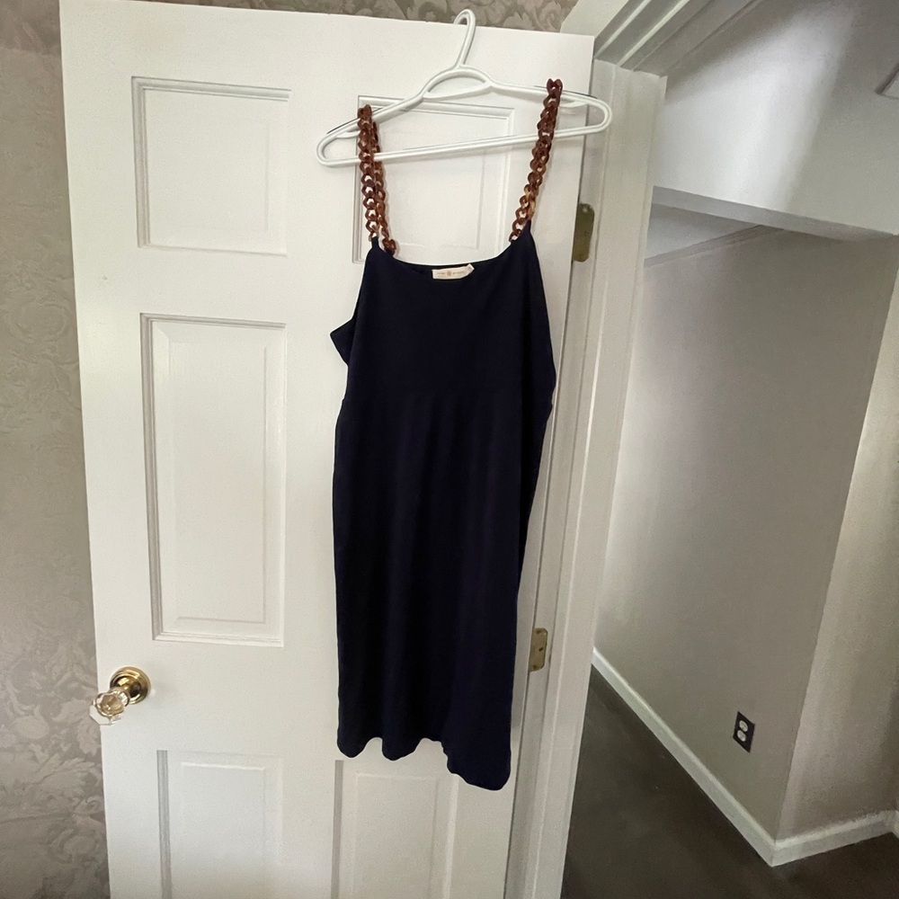 Tory Burch xl tortoise chain slip dress navy